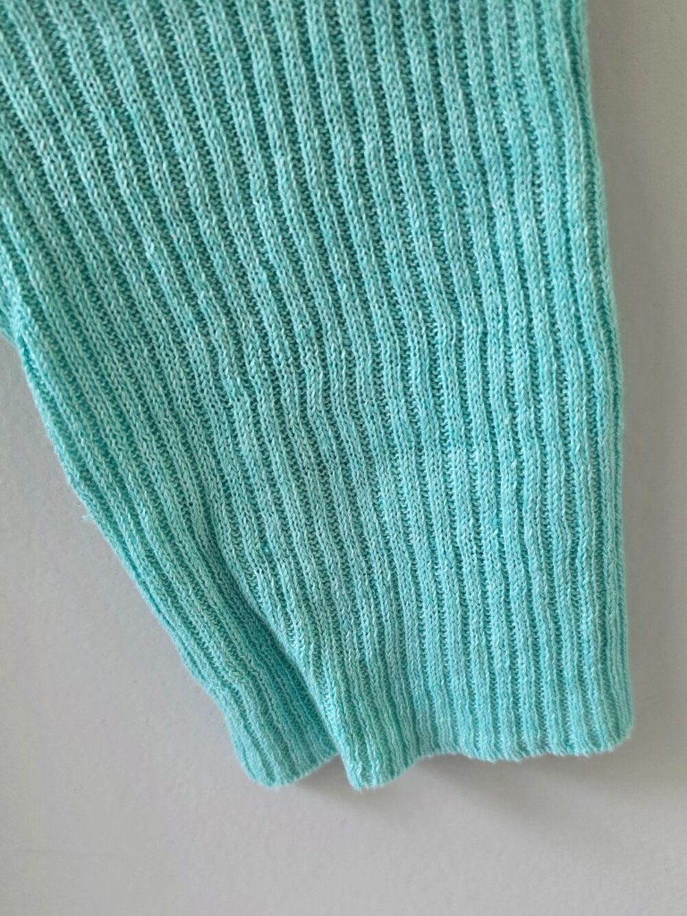 Eileen Fisher Organic Linen Ribbed Knit Crewneck Sweater | LG |Teal Turquoise - Picture 5 of 7